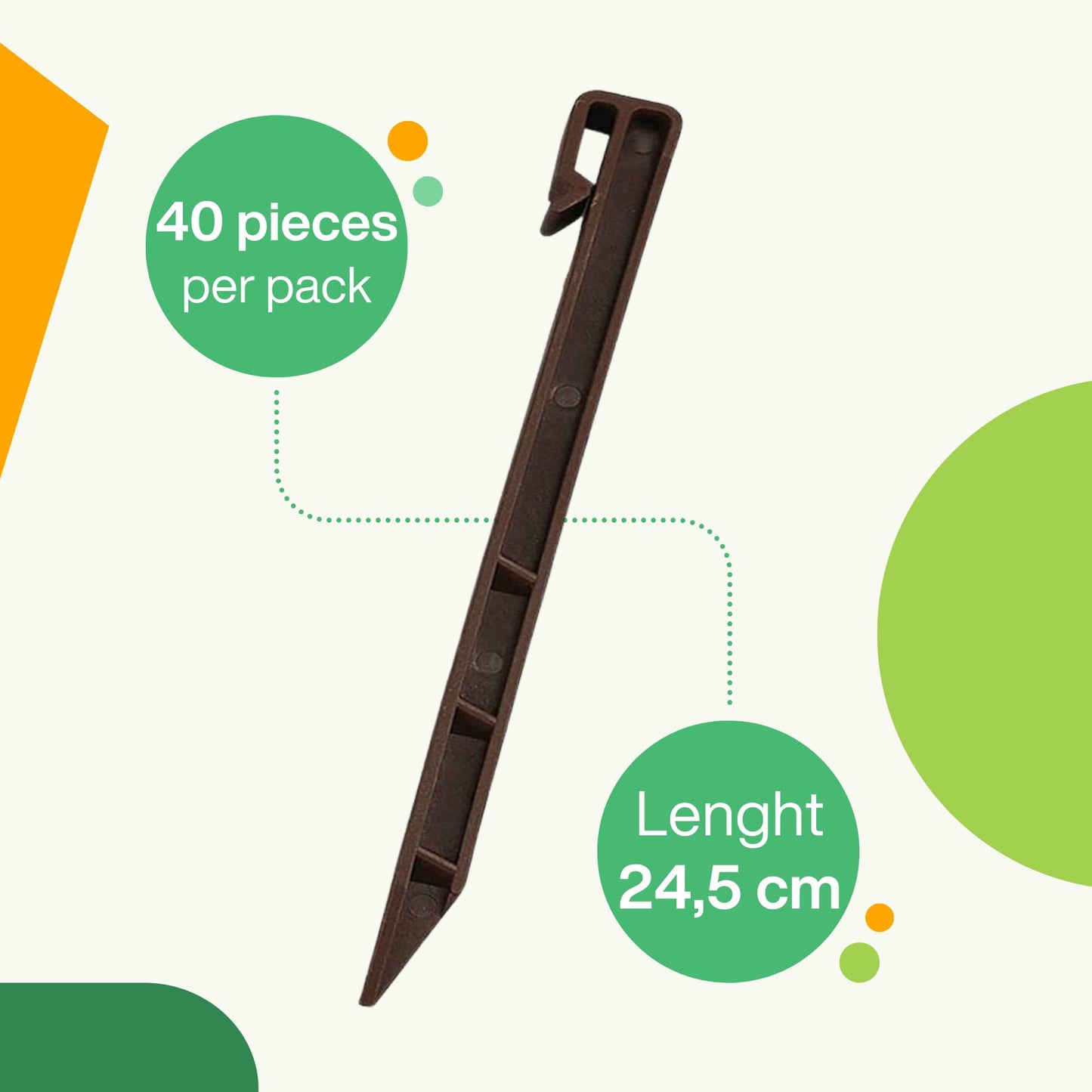 bgreenltd 40 Pcs Landscape Edging Stakes 24.5 cm - Durable Plastic Ground Stakes for Lawn Edging - Garden Brown Spikes