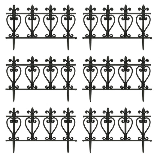 bgreenltd Lawn Border Edge Fence Pack of 10 Plastic Wooden Effect Edging Picket Garden | Decorative Garden Ornamental Edging Border Lawn Picket Fence Landscape Path Panels (Black Style 3)