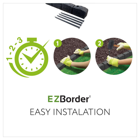 bgreenltd Flexi Curve Scalloped Garden Edging Rubber Landscape Scallop Lawn Border Edging Section 120cm (4ft), Grey, Pack of 4