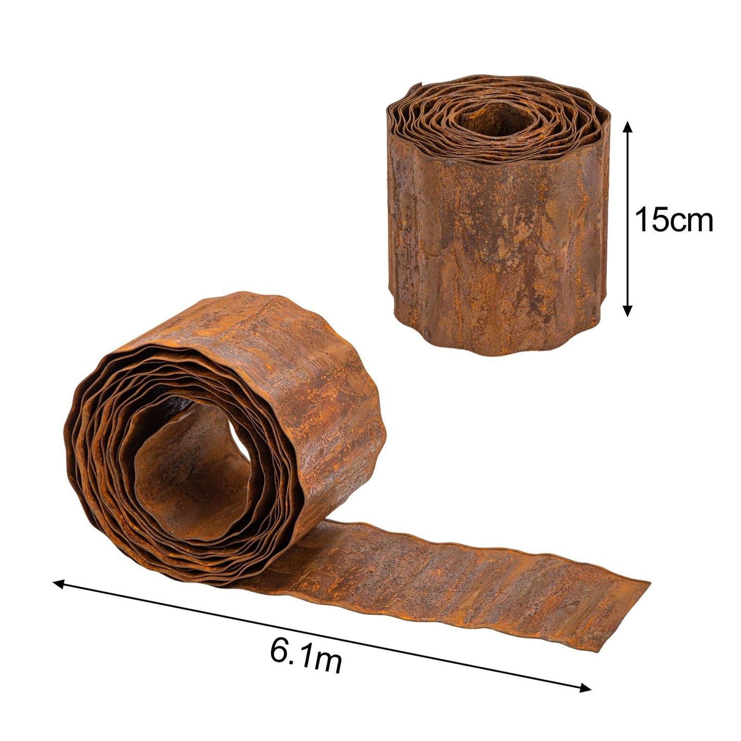 bgreenltd 20ft Metal Lawn Edging Borders, Corrugated Garden Edging Roll, Flexible Landscape Edging for Flower Beds, Vegetable Gardens, Tree Rings & DIY Yard Borders – Rusty Finish (15X60CM)