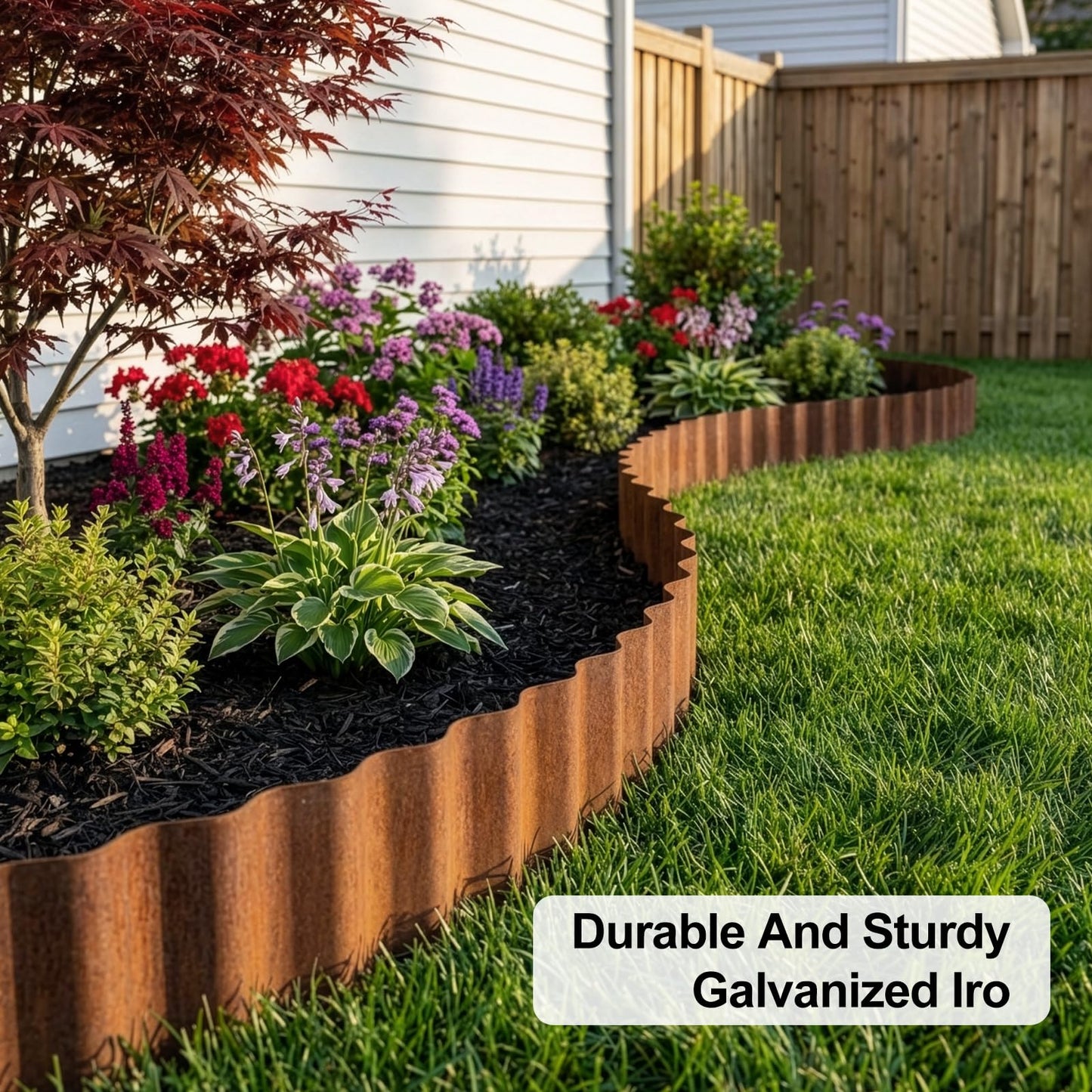 bgreenltd 20ft Metal Lawn Edging Borders, Corrugated Garden Edging Roll, Flexible Landscape Edging for Flower Beds, Vegetable Gardens, Tree Rings & DIY Yard Borders – Rusty Finish (15X60CM)