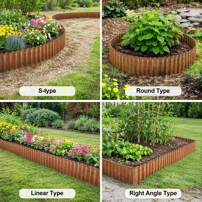 bgreenltd 20ft Metal Lawn Edging Borders, Corrugated Garden Edging Roll, Flexible Landscape Edging for Flower Beds, Vegetable Gardens, Tree Rings & DIY Yard Borders – Rusty Finish (15X60CM)