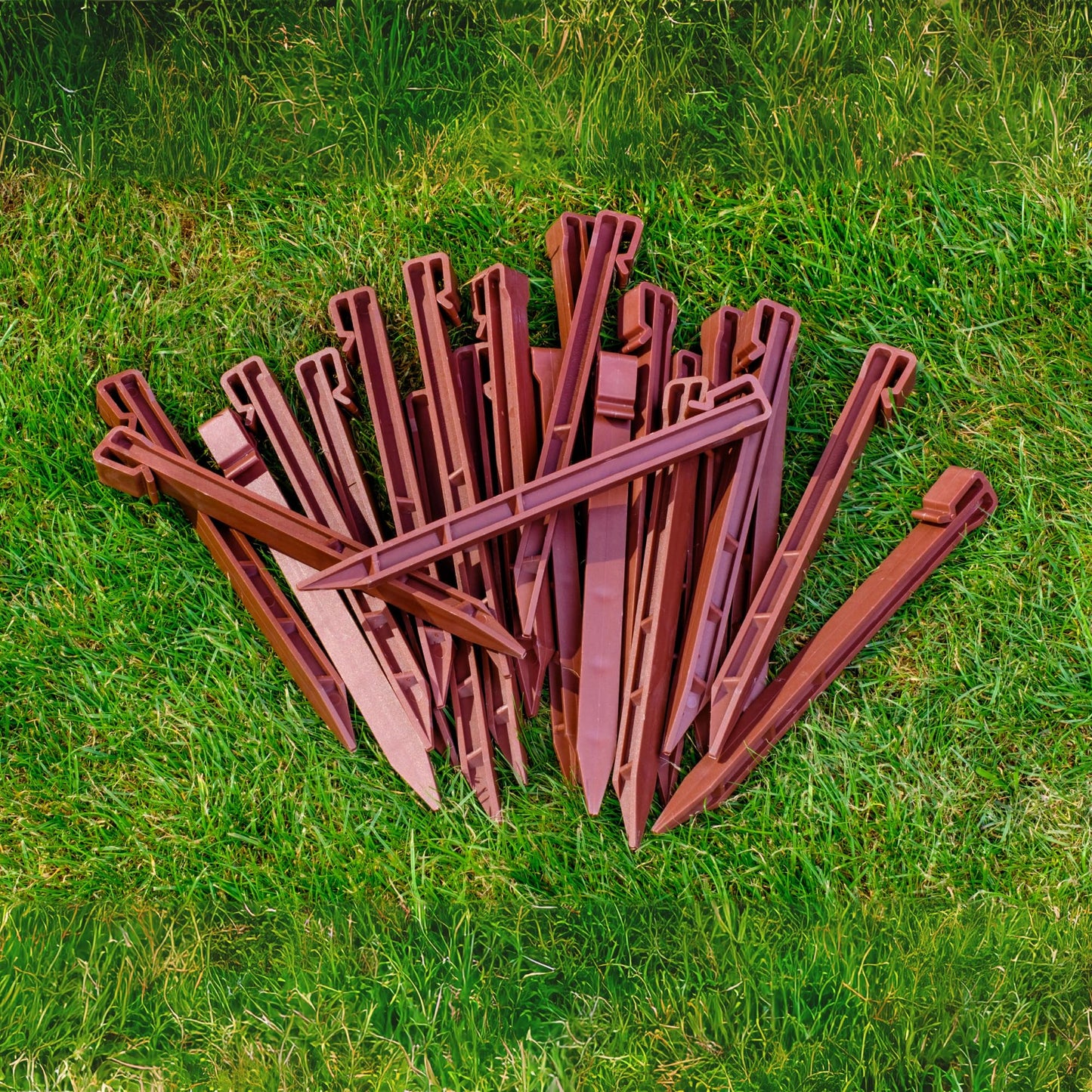 bgreenltd 40 Pcs Landscape Edging Stakes 24.5 cm - Durable Plastic Ground Stakes for Lawn Edging - Garden Brown Spikes
