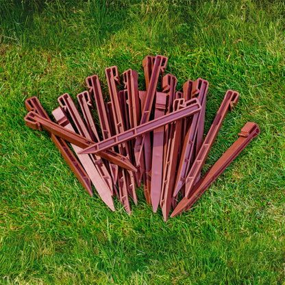 bgreenltd 40 Pcs Landscape Edging Stakes 24.5 cm - Durable Plastic Ground Stakes for Lawn Edging - Garden Brown Spikes